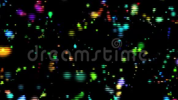 带有数字网格移动循环抽象背景的微小色粒子视频的预览图