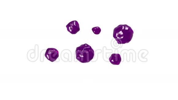 紫色的水滴在缓慢的运动中落下和飞溅爵士视频的预览图