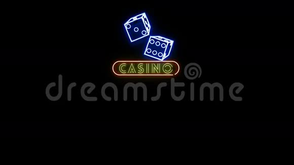 赌场骰子霓虹灯标志阿尔法频道视频的预览图