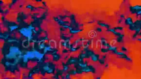蓝色粒子闪烁在橙色背景上3D循环视频的预览图