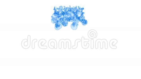 计算机图形像蓝色墨水在白色背景下在水中扩散三维渲染体素图形计算机计算机视频的预览图