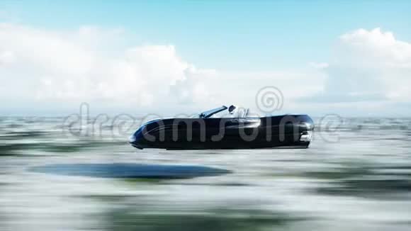 未来派飞车与三维模特女子快速驾驶沙漠未来的概念现实的4k动画视频的预览图
