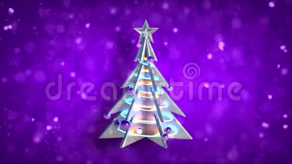 圣诞装饰圣诞树环紫色闪光视频的预览图
