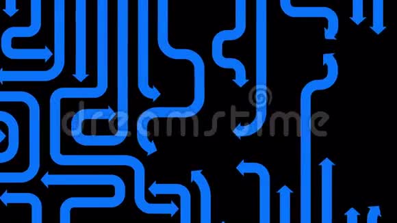 黑色背景蓝色箭头迷宫无缝循环CG动画视频的预览图