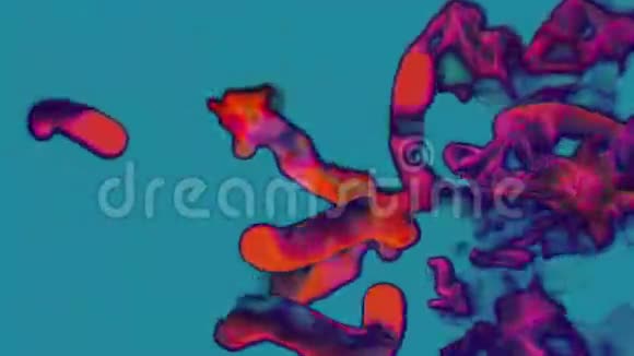 蓝色背景上的红色粒子流三维动画循环视频的预览图