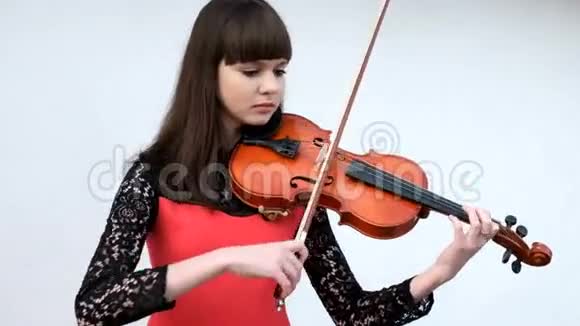 拉小提琴的漂亮女孩视频的预览图