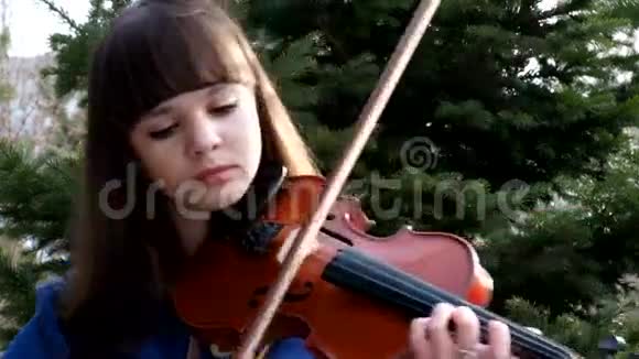 拉小提琴的漂亮女孩视频的预览图