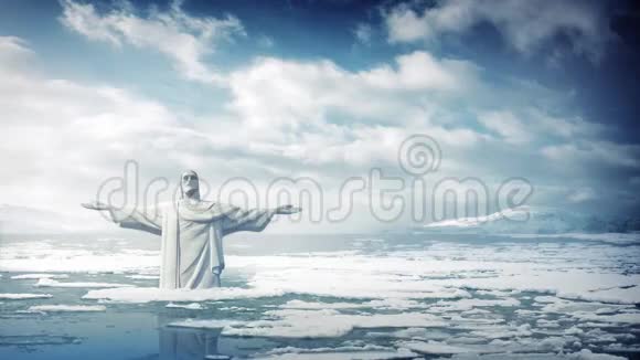 耶稣在海平面上升中的形象视频的预览图