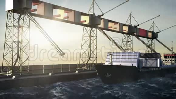 散货船造船厂集装箱船portcranedock视频的预览图