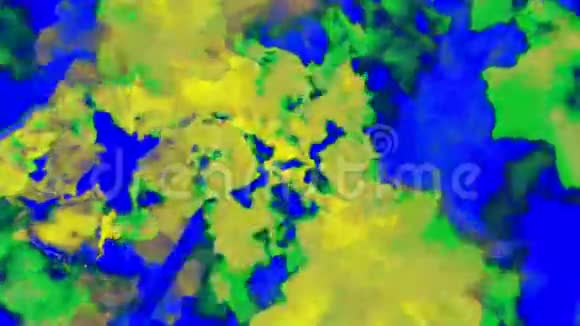 蓝色背景上的黄色粒子三维动画循环视频的预览图
