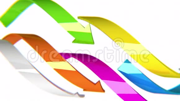 白色背景上的彩色箭头3D动画无缝循环视频的预览图