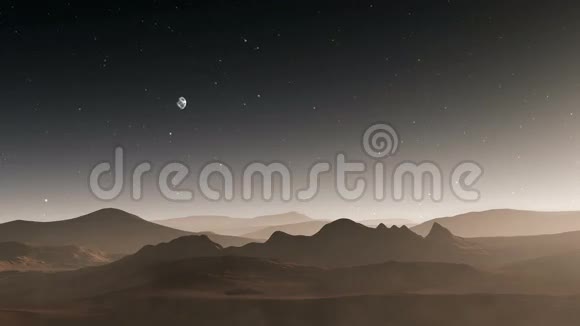 火星红色星球景观山带夜空视频的预览图