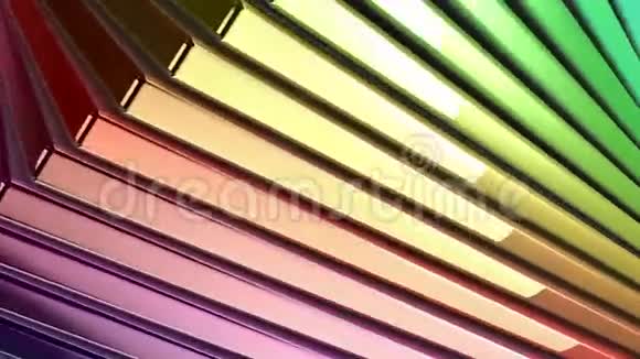 彩色旋转反射矩形彩虹光谱循环动画视频的预览图