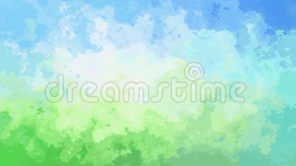 抽象动画彩色背景无缝循环视频水彩效果蓝天绿色视频的预览图