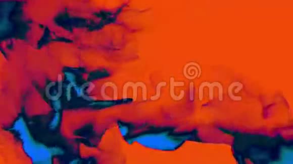 橙色背景的蓝色粒子流3D循环视频的预览图