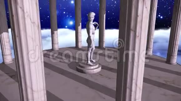 与大卫的宇宙场景中的希腊神庙视频的预览图