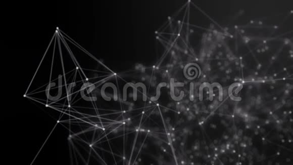 明亮的黑色背景上的抽象连接点技术概念视频的预览图