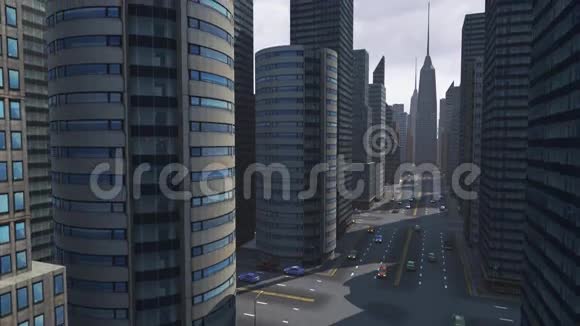 虚拟城市与阿帕奇直升机通过视频的预览图