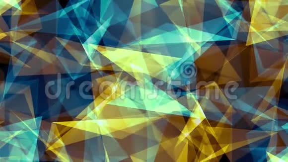 抽象对称蓝色黄色多角星形亮云动画背景新质量动态技术视频的预览图