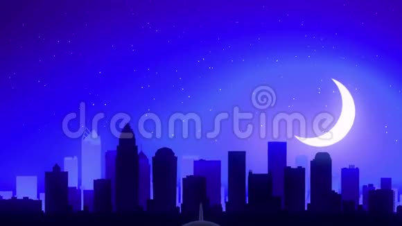 美国北卡罗莱纳州夏洛特飞机起飞月夜蓝天行视频的预览图