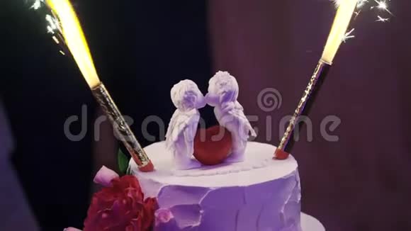 在派对上用烟火庆祝蛋糕视频的预览图