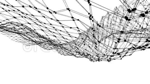 抽象简单的黑白挥动三维网格或网格作为装饰环境灰色几何振动环境视频的预览图