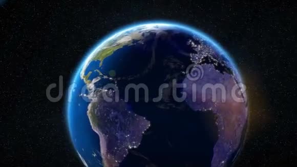地球轨道之夜来自太空的城市灯光欧洲视频的预览图