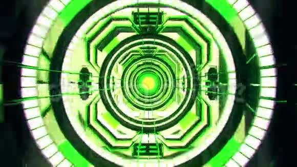 3D绿色科幻技术隧道循环运动背景视频的预览图