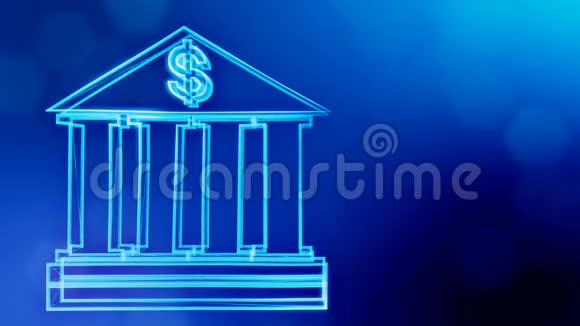 银行会徽上的美元标志发光粒子的金融背景具有景深的3D海盗动画视频的预览图