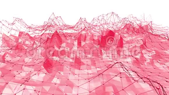 玫瑰或粉红色低聚振荡表面作为未来浮雕多边形镶嵌红色振动环境或脉动视频的预览图
