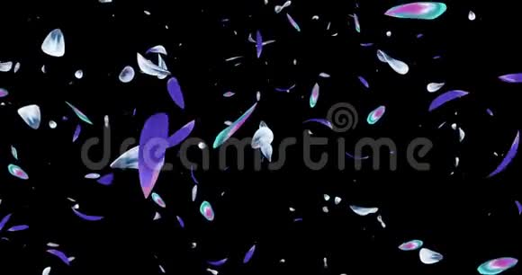 飞紫蓝绿花花瓣落下背景阿尔法哑光环4k视频的预览图