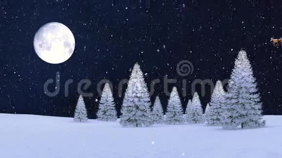 圣诞夜白雪公主和圣诞老人坐在雪橇上视频的预览图