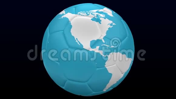 足球随着地球的旋转3D绘制视频的预览图