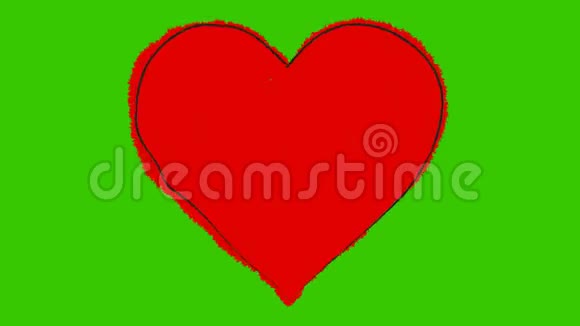 绿色屏幕上跳动的红心动画视频的预览图