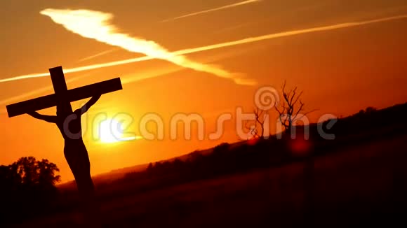 剪影耶稣在十字架3视频的预览图