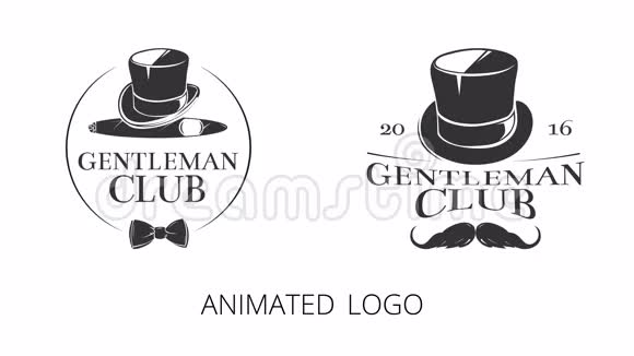 老式绅士俱乐部标志动画视频的预览图