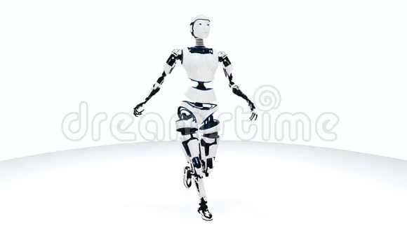 机器人Android女人走路科幻时尚机器人女孩可爱的机器人女人CG动画视频的预览图