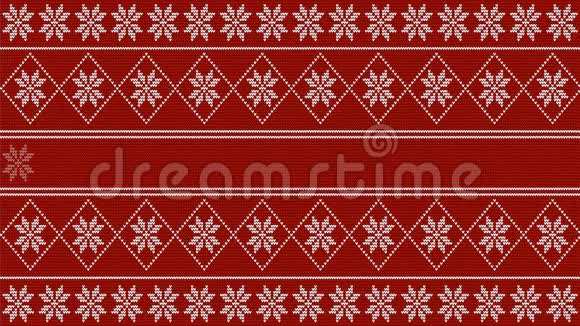 冬季圣诞节装4k视频白色针织图案红色背景视频的预览图