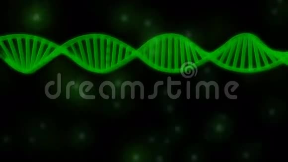 蓝色背景上3D半透明绿色DNA链旋转摘要旋转DNA链视频的预览图