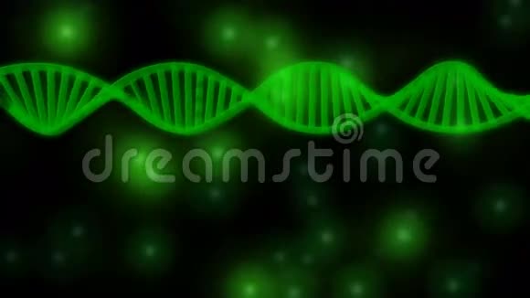 蓝色背景上3D半透明绿色DNA链旋转摘要旋转DNA链视频的预览图