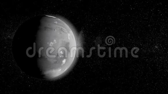 火星动画外层空间的火星围绕其轴线旋转背景中有恒星视频的预览图