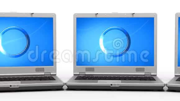 笔记本电脑的特写显示器循环高清1080笔记本电脑和屏幕的阿尔法面具视频的预览图