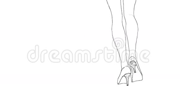 女腿高跟鞋轮廓素描循环视频的预览图