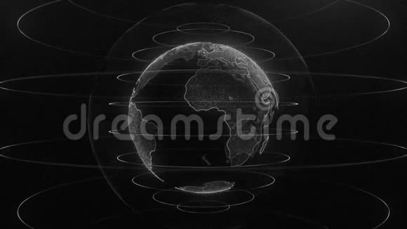 地球旋转动画未来科技商业理念地球上闪亮的数字地球仪光泽的旋转视频的预览图