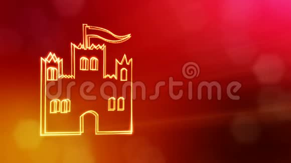 城堡的图标背景由辉光粒子作为图像全息图3D无缝动画与景深bokeh视频的预览图