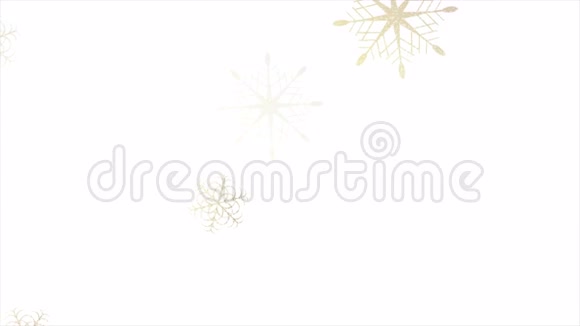 金色闪光飘落的雪花圣诞夹视频的预览图