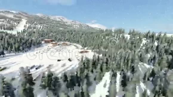 山上滑雪场的空中射击3D视频的预览图