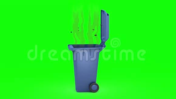 垃圾桶3D动画绿色屏幕可循环视频的预览图