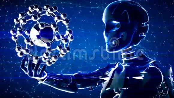 机器人和分子的未来抽象技术背景视频的预览图