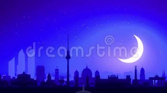 柏林德国飞机起飞月夜蓝天旅行视频的预览图